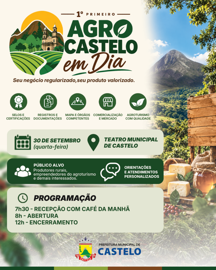 Castelo promove evento para orientar produtores e agroturismo